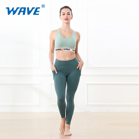 Wave Sport High Waist Yoga Leggings With Side Pockets Ninth Pants freeshipping - wave-china