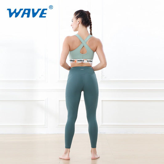 Wave Sport High Waist Yoga Leggings With Side Pockets Ninth Pants freeshipping - wave-china