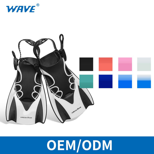 WAVE Swimming Kids Flippers Open Heel Short Blade Swim Training Fins κατάδυσης Ρυθμιζόμενα πτερύγια κατάδυσης για ενήλικες