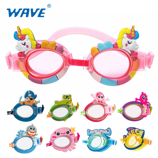 OEM ODM Anpassa söta tecknade silikonbadglasögon för barn