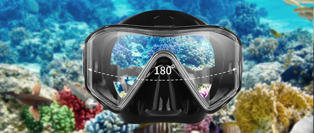 Wide-angle side-viewing underwater mask