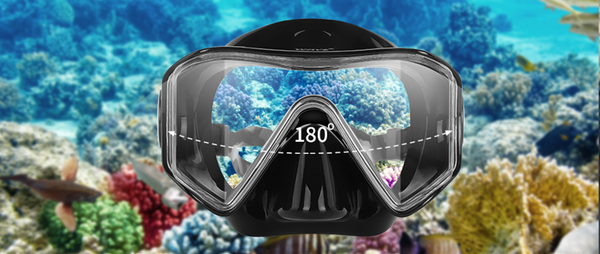 Wide-angle side-viewing underwater mask