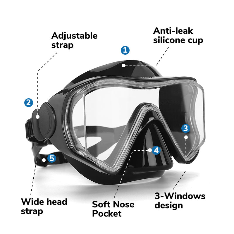 OEM M-1398 Adult 3 Windows Diving Mask Manufacturer