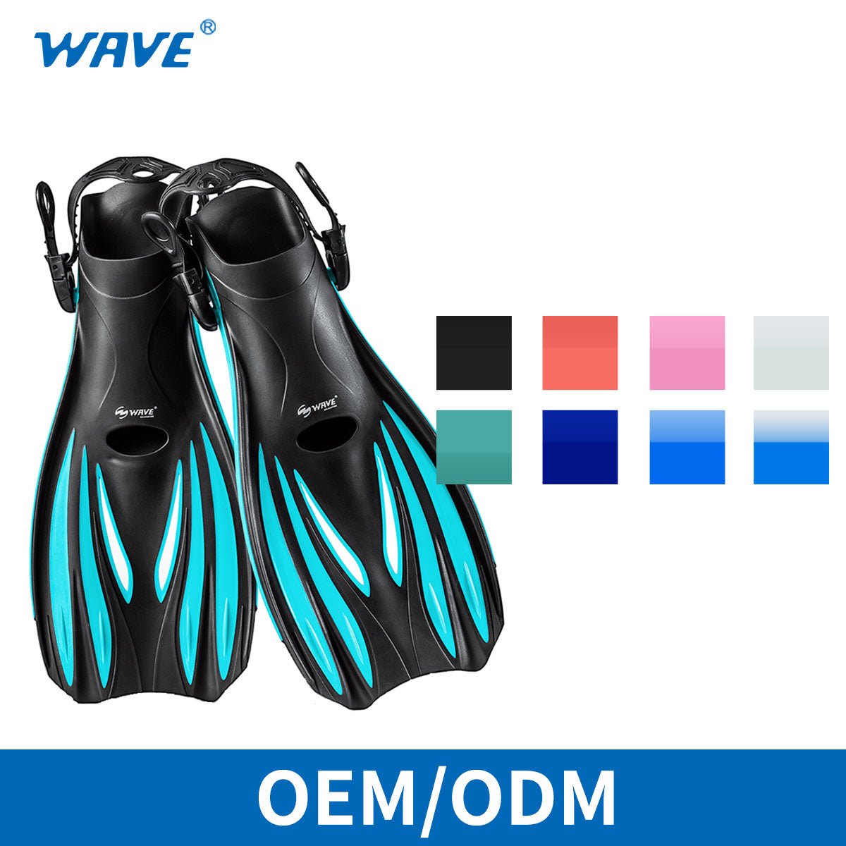 OEM ODM 浮潜装备成人可调节橡胶开跟水肺潜水脚蹼