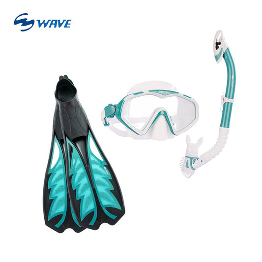 Wave Sport Metallic Green Snorkeling Combo Set S/M/L freeshipping - wave-china